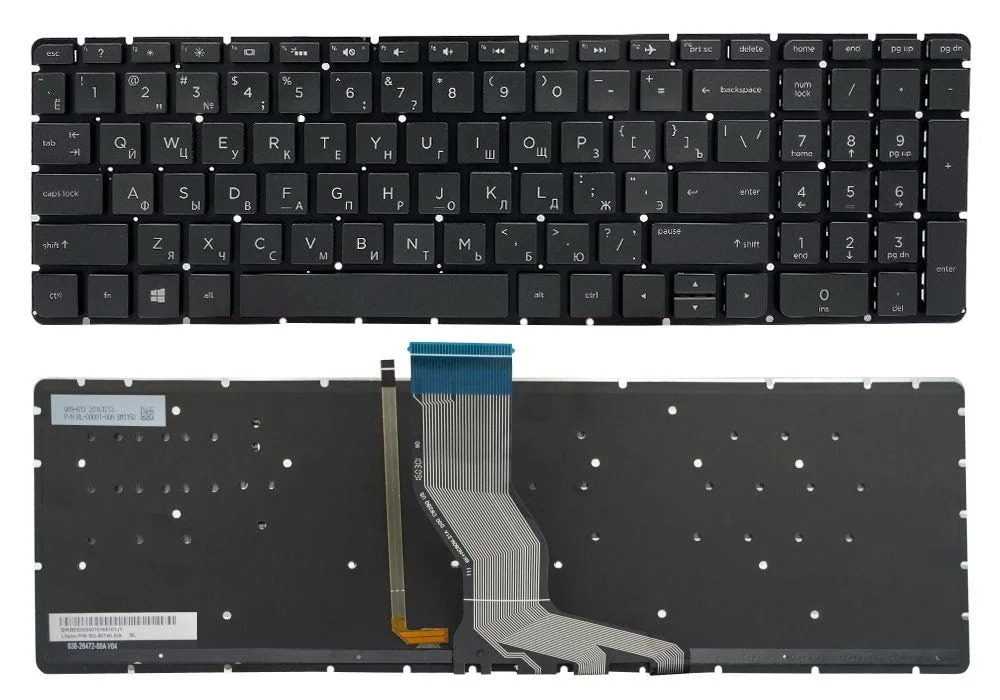 Клавиатура HP Pavilion 15-ab 15-ak 15-au 15-ar 15-aq 15-aw 15-bc 15-bk 17-ab 17-g Envy m6-ar черная, подсветка - изображение 1