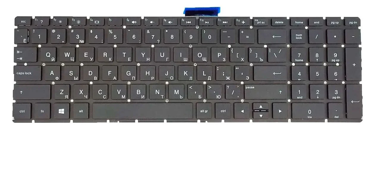 Клавиатура HP 15-BS 15-BW 15-BR 15-RA 15-RB 17-AK 17-BS 15-CC 15-CD 250 G6 255 G6 256 G6 258 G6 черная, прямоугольные угловые кнопки - изображение 2